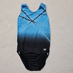 Blue and Black Gymnastics Leotard